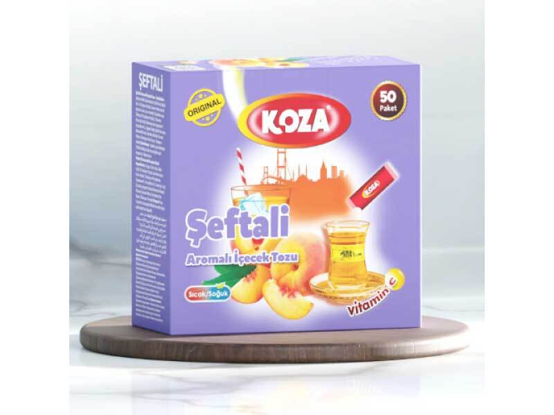 Koza Peach Flavored Powder Drink Sachets (50 Pack)